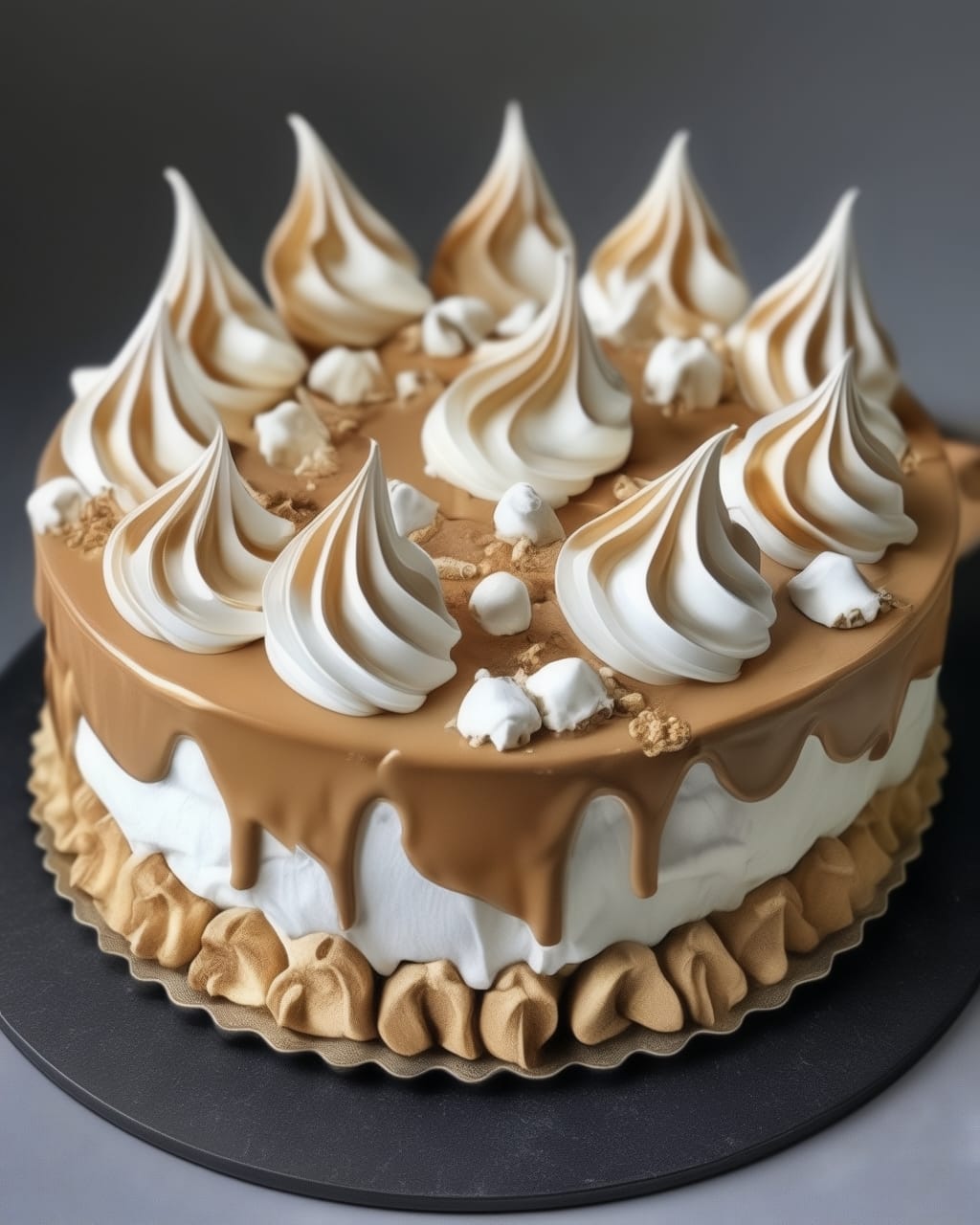 Swiss Meringue Caramel Cake