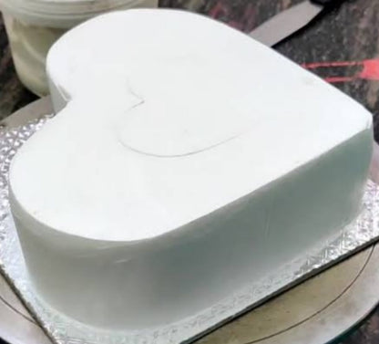 White heart fondant cake