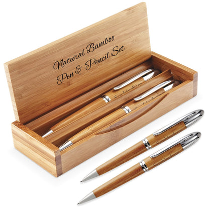 Natural Bamboo Pen & Pencil Set - Defined Hospitality Solutions