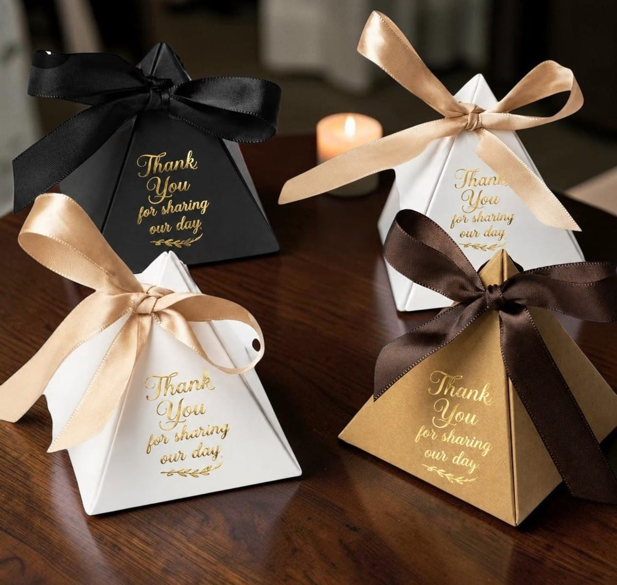 Triangle Gift Boxes with Ribbon