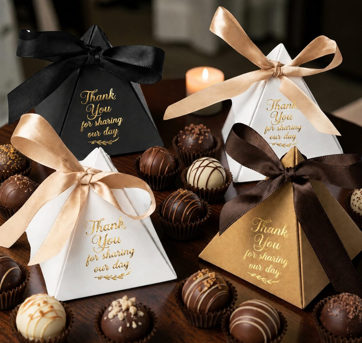 Triangle Gift Boxes with Ribbon